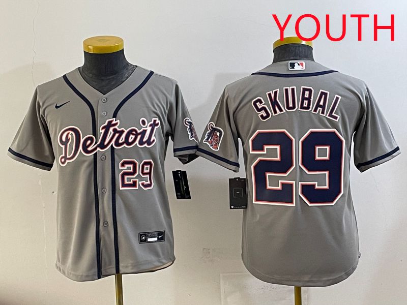 Youth 2025 Detroit Tigers #29 Skubal Grey Game Nike MLB Jersey style 2